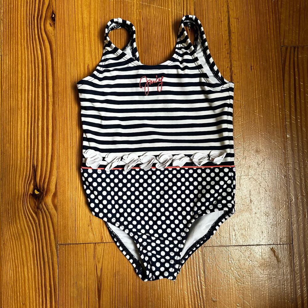 Juicy Couture navy white floral one piece swimsuit SIZE 18/24M‎
